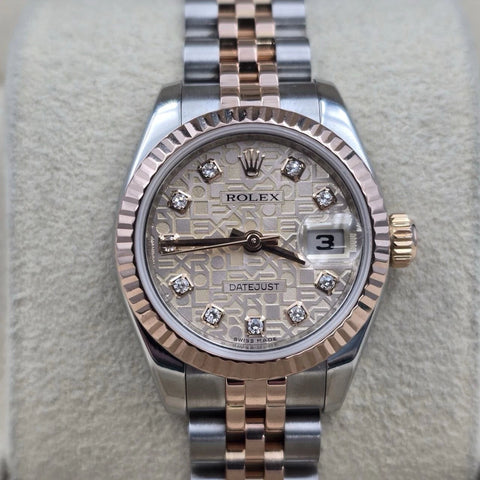 PAPERS 2006 Rolex Lady-Datejust 179171 18K Rose Gold Pink Computer Diamond Dial