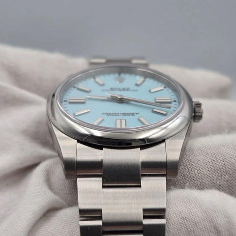 NEW STICKERED 2021 PAPERS Rolex Oyster Perpetual 41mm Tiffany Blue 124300 BOX