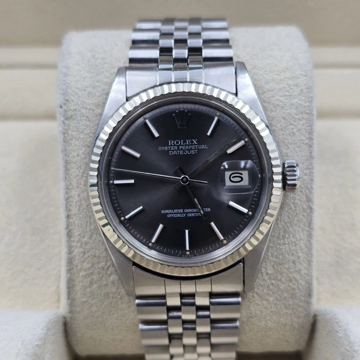 Rolex Datejust 1601 Stainless Steel Factory Grey Ghost Dial Jubilee 36mm Watch