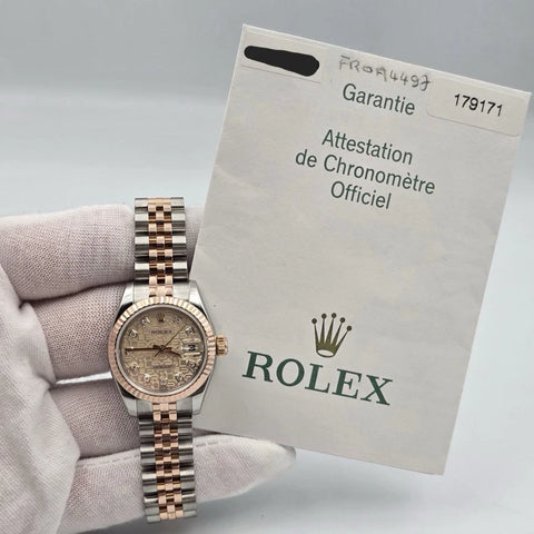 PAPERS 2006 Rolex Lady-Datejust 179171 18K Rose Gold Pink Computer Diamond Dial