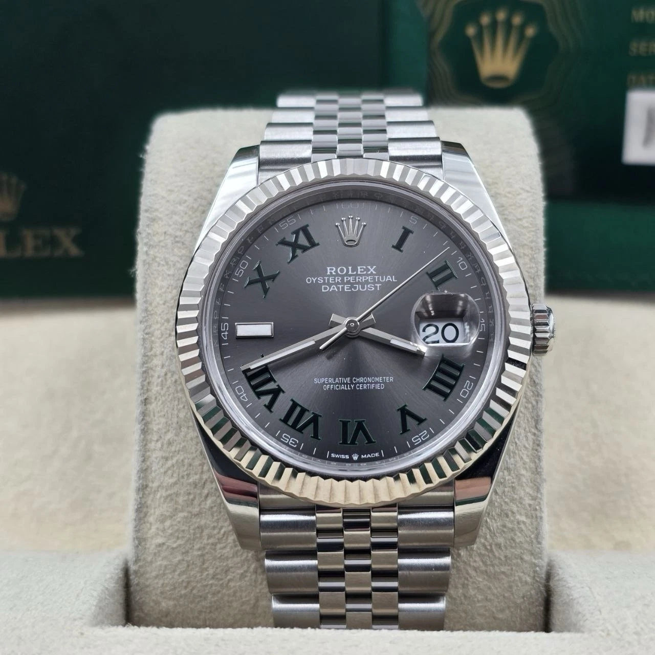 2024 PAPERS Rolex Datejust 41mm 126334 Steel Jubilee Gray Wimbledon Dial BOX