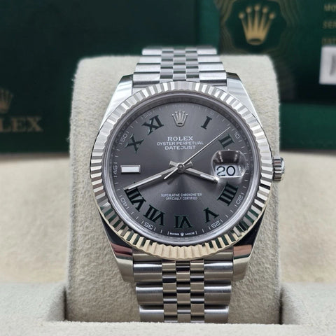 2024 PAPERS Rolex Datejust 41mm 126334 Steel Jubilee Gray Wimbledon Dial BOX