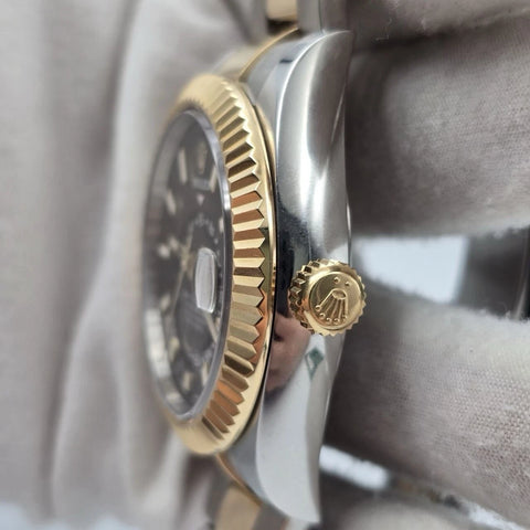 2022 PAPERS Rolex Sky-Dweller Two-Tone Gold Steel Black 42mm 326933 BOX