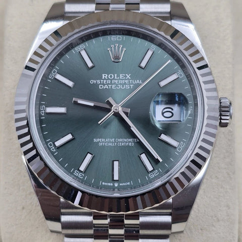 NEW 2025 Datejust 41mm 126334 Mint Green Jubilee Fluted Bezel UNWORN
