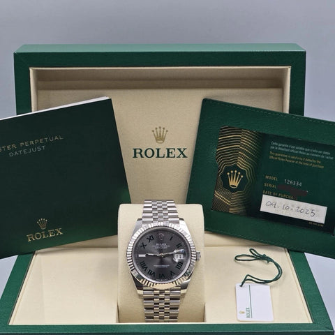 NEW 2025 Rolex Datejust 41mm 126334 Steel Jubilee Gray Wimbledon Dial UNWORN