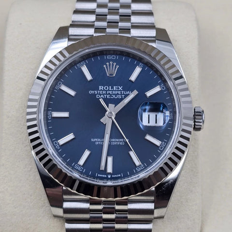 NEW 2025 Rolex Datejust 41mm 126334 Blue Stick Dial Fluted Bezel Jubilee UNWORN