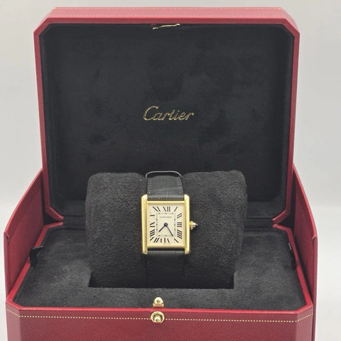 Cartier Tank Louis Large Watch 18K Yellow Gold WGTA0067 Leather Quartz B+P