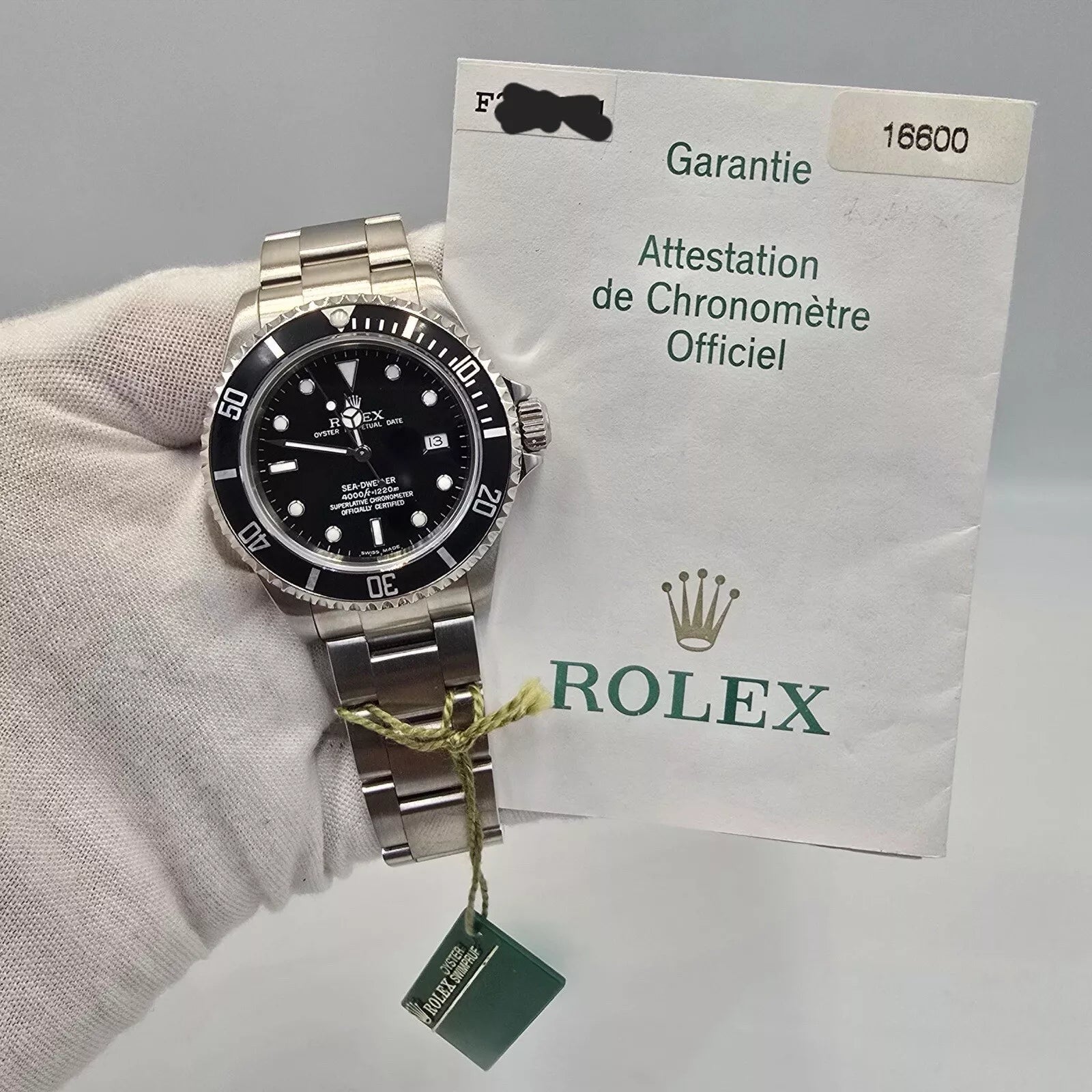 PAPERS 2004 Rolex Sea-Dweller 16600 Stainless Steel Black Dial 40MM Watch