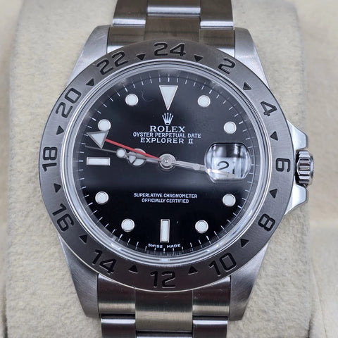 2005 Rolex Explorer II 16570 Steel Black Dial NO HOLES Automatic Date Watch 40MM