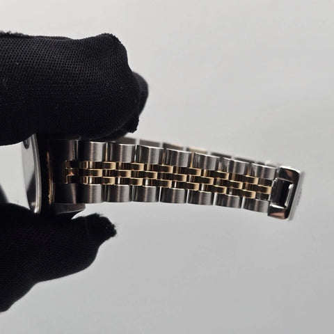 Rolex Lady Datejust Gold Steel Fluted Bezel White Roman Jubilee 26mm Watch 79173