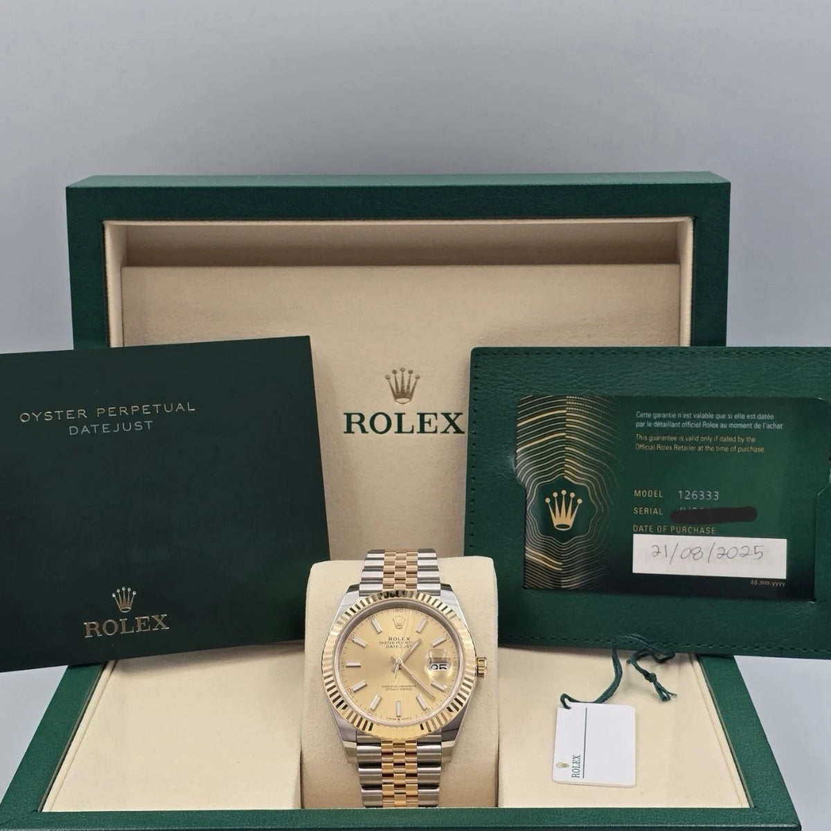 NEW 2025 Rolex Datejust 41mm 126333 TwoTone Jubilee Fluted Champagne Dial UNWORN
