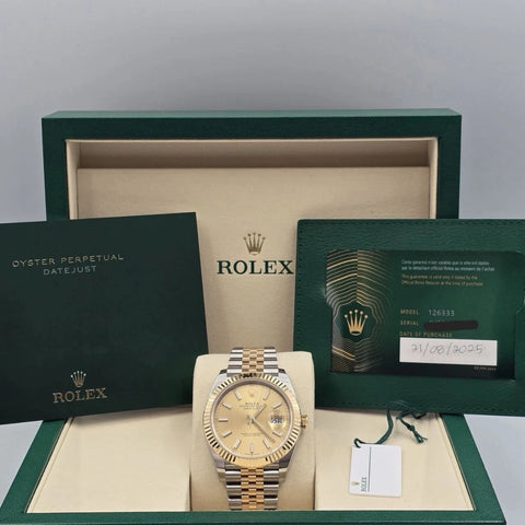 NEW 2025 Rolex Datejust 41mm 126333 TwoTone Jubilee Fluted Champagne Dial UNWORN