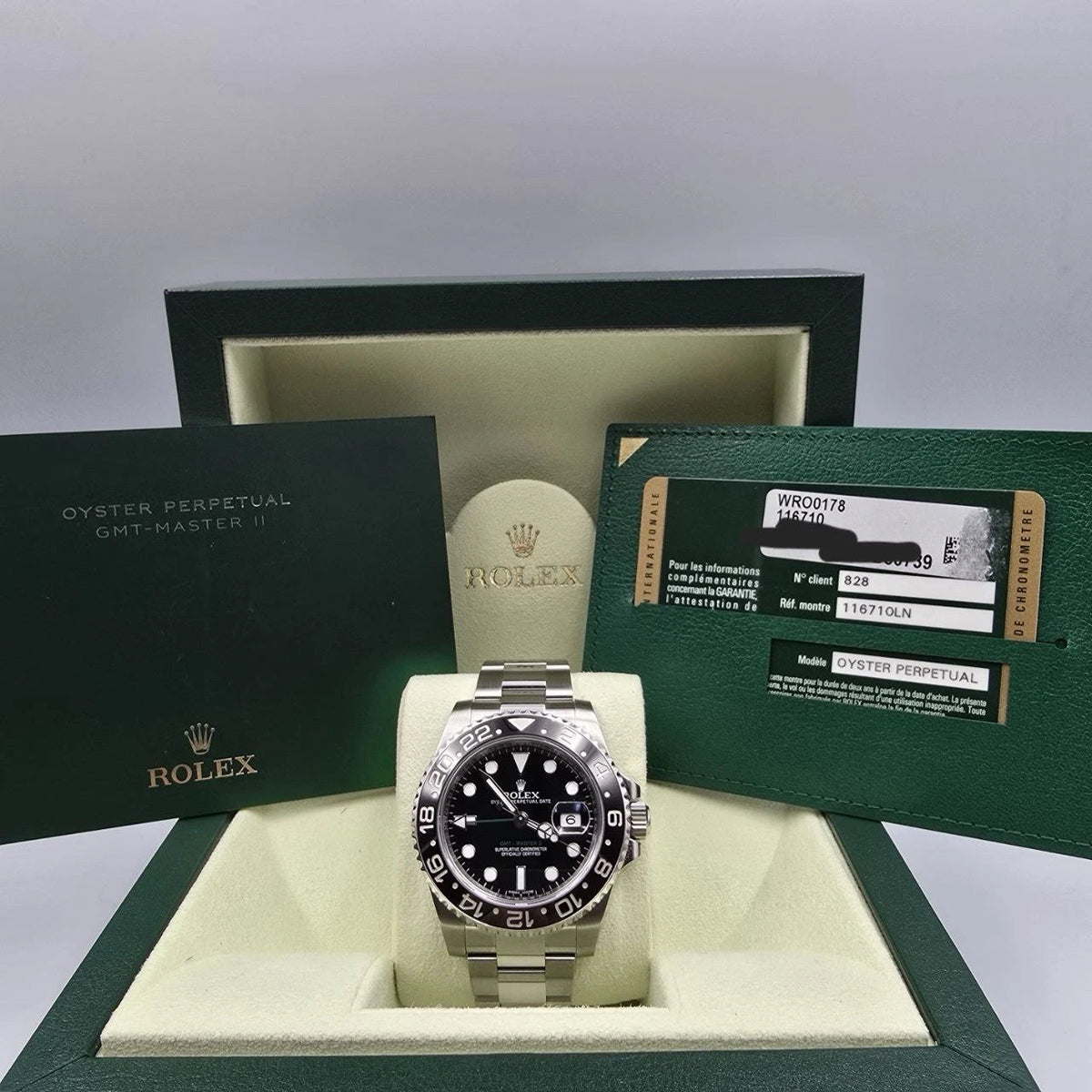PAPERS 2015 Rolex GMT Master II 116710LN Steel Ceramic Black 40mm Watch BOX