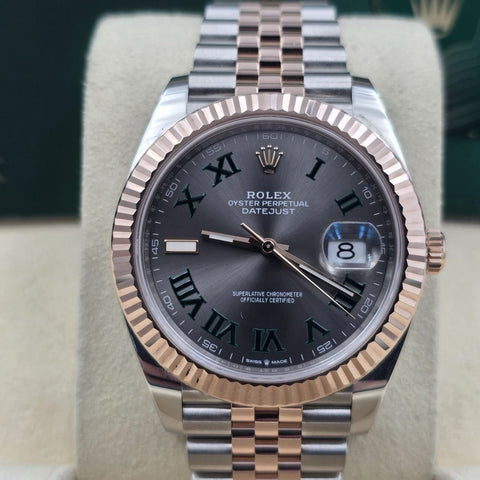 2021 PAPERS Rolex Datejust 41mm 126331 Two-Tone Rose Jubilee Wimbledon Dial BOX