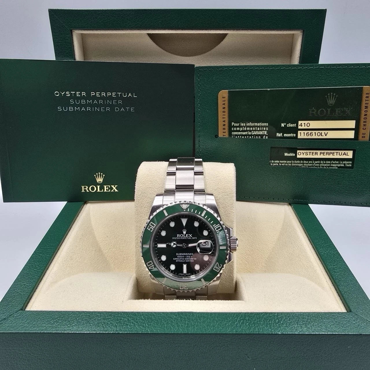 2014 PAPERS Rolex Submariner Hulk 116610LV Green 40mm Ceramic Watch BOX