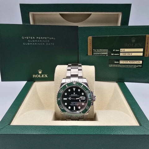 2014 PAPERS Rolex Submariner Hulk 116610LV Green 40mm Ceramic Watch BOX