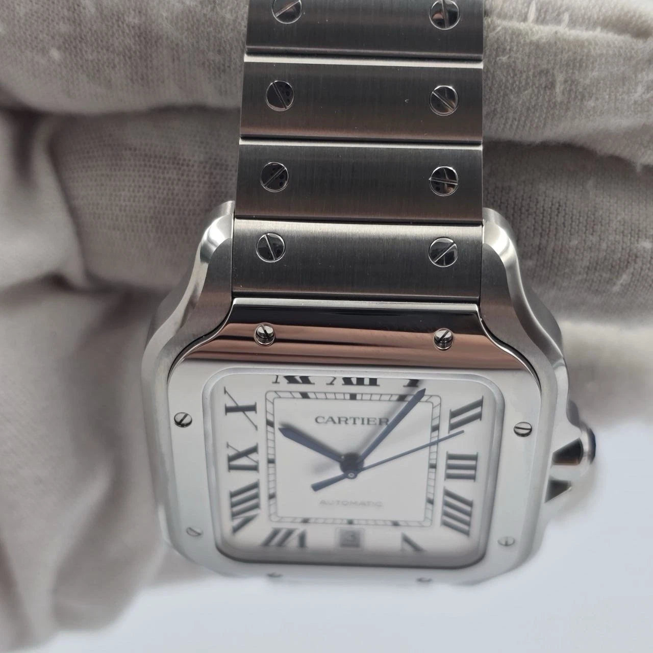 2025 PAPERS Cartier Santos de Cartier Steel Large White Dial WSSA0018 BOX