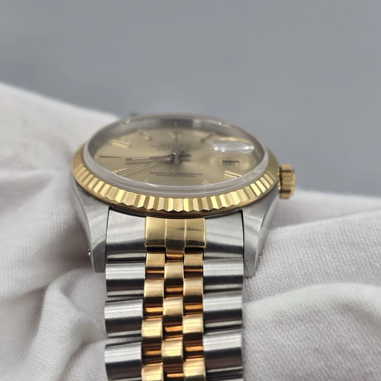 PAPERS Rolex Datejust 36mm Champagne Stick Dial Two Tone 18K Jubilee 16233