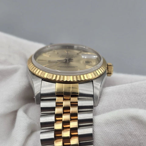 PAPERS Rolex Datejust 36mm Champagne Stick Dial Two Tone 18K Jubilee 16233
