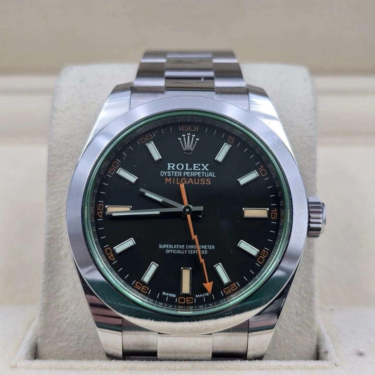 2021 PAPERS Rolex Milgauss 116400GV Black Green Stainless Steel 40mm BOX