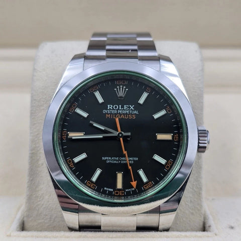 2021 PAPERS Rolex Milgauss 116400GV Black Green Stainless Steel 40mm BOX