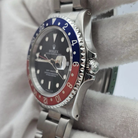 PAPERS Rolex GMT-Master II Pepsi 16710 Oyster Faded Bezel Watch 40mm BOX