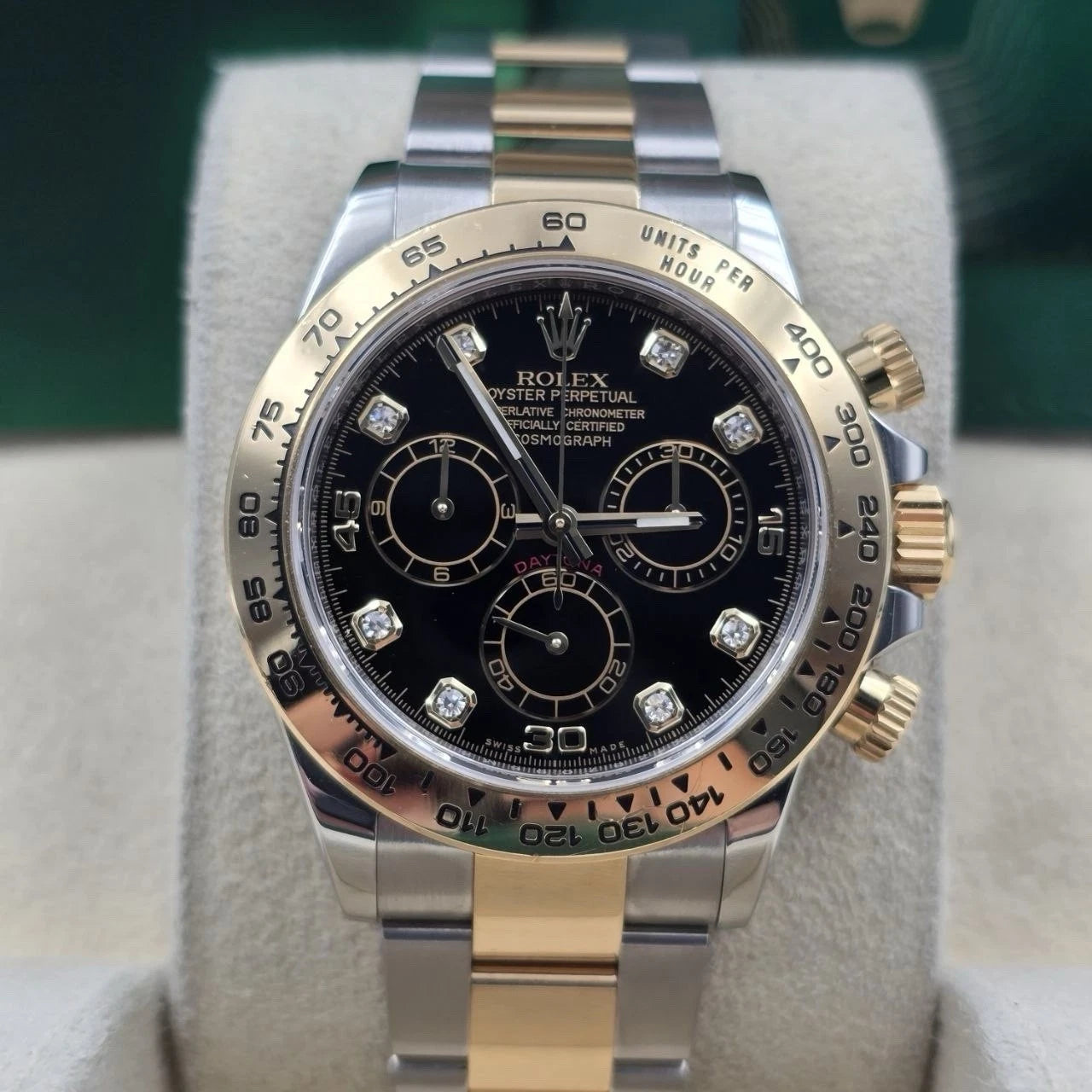 2021 PAPERS Rolex Daytona Black Diamond Dial 18K Yellow Gold Steel 116503 BOX