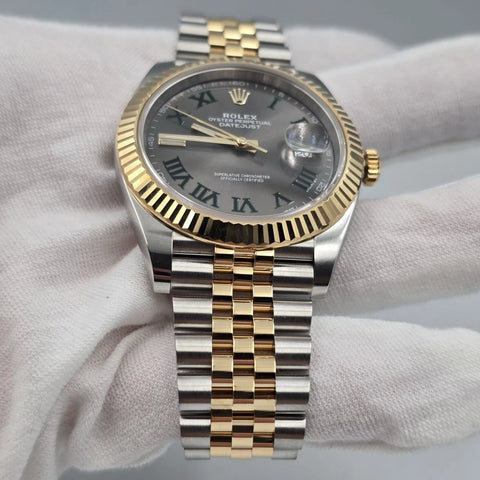 2022 PAPERS Rolex Datejust 41mm 18K Two Tone Wimbledon Dial Jubilee 126333 BOX