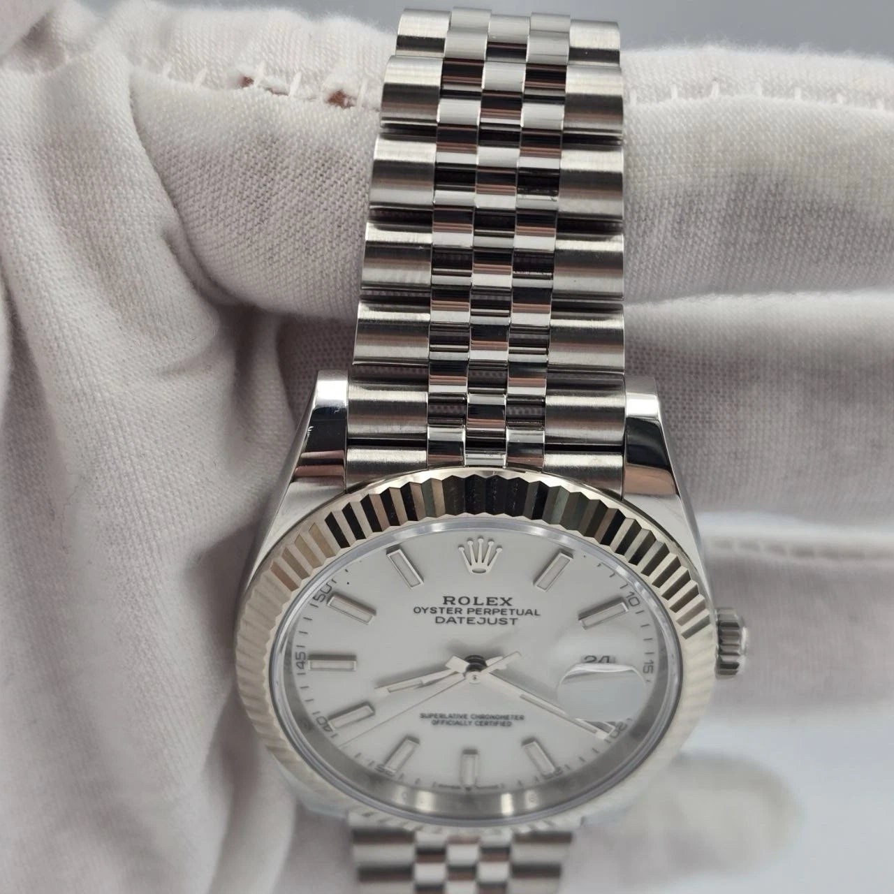 2026 PAPERS Rolex Datejust 41mm Steel Jubilee White Stick Dial 126334 BOX