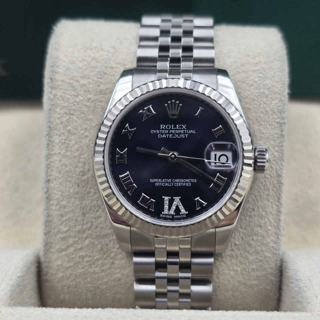 2018 PAPERS Rolex Datejust 31mm Purple Roman Diamond 6 Dial Jubilee 178274 BOX