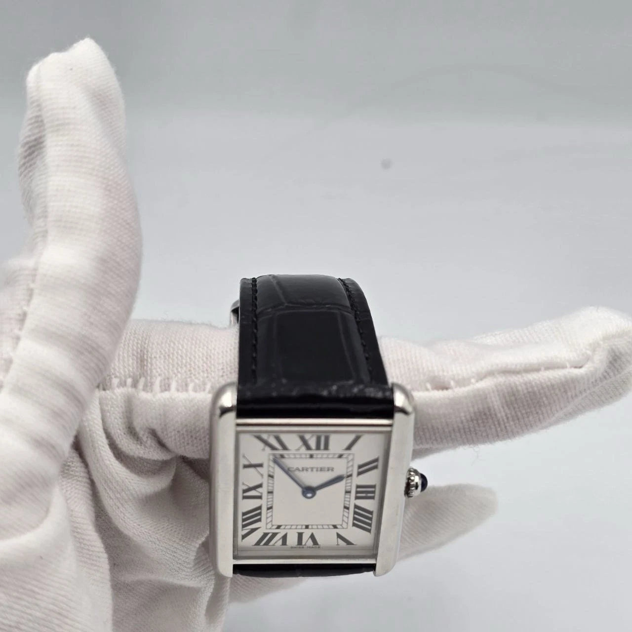 PAPERS Cartier Tank Solo Stainless Steel Silver W1018355 Roman Leather 27mm