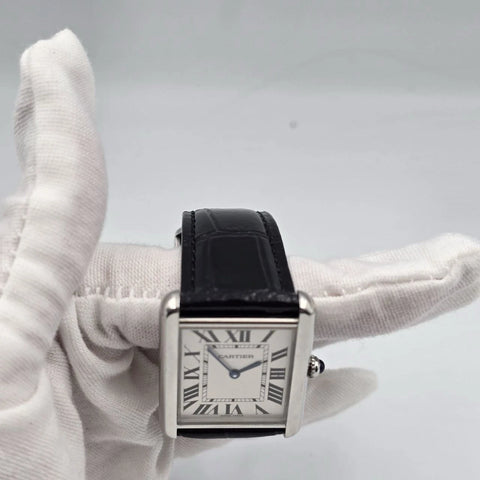 PAPERS Cartier Tank Solo Stainless Steel Silver W1018355 Roman Leather 27mm
