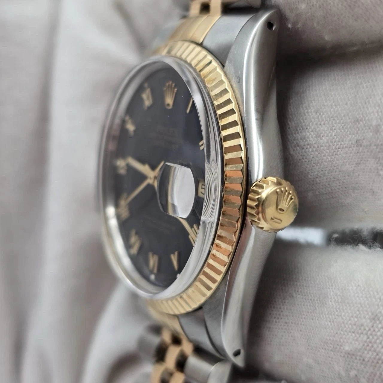 PAPERS Rolex Datejust Matte Blue Two-Tone Yellow Gold Jubilee 16013 36mm BOX