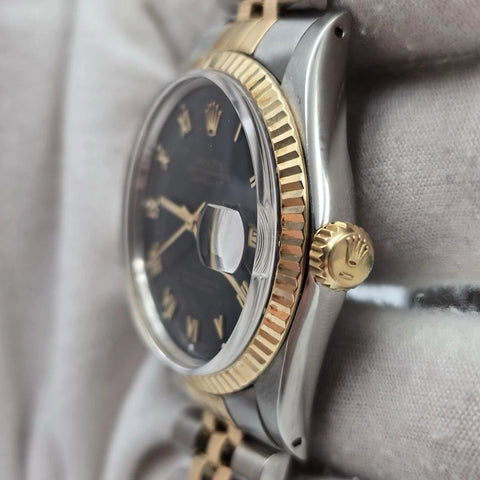PAPERS Rolex Datejust Matte Blue Two-Tone Yellow Gold Jubilee 16013 36mm BOX