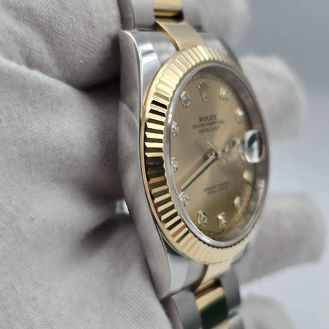 2020 PAPERS Rolex Datejust 41mm Champagne Diamond Dial Oyster 126333 BOX