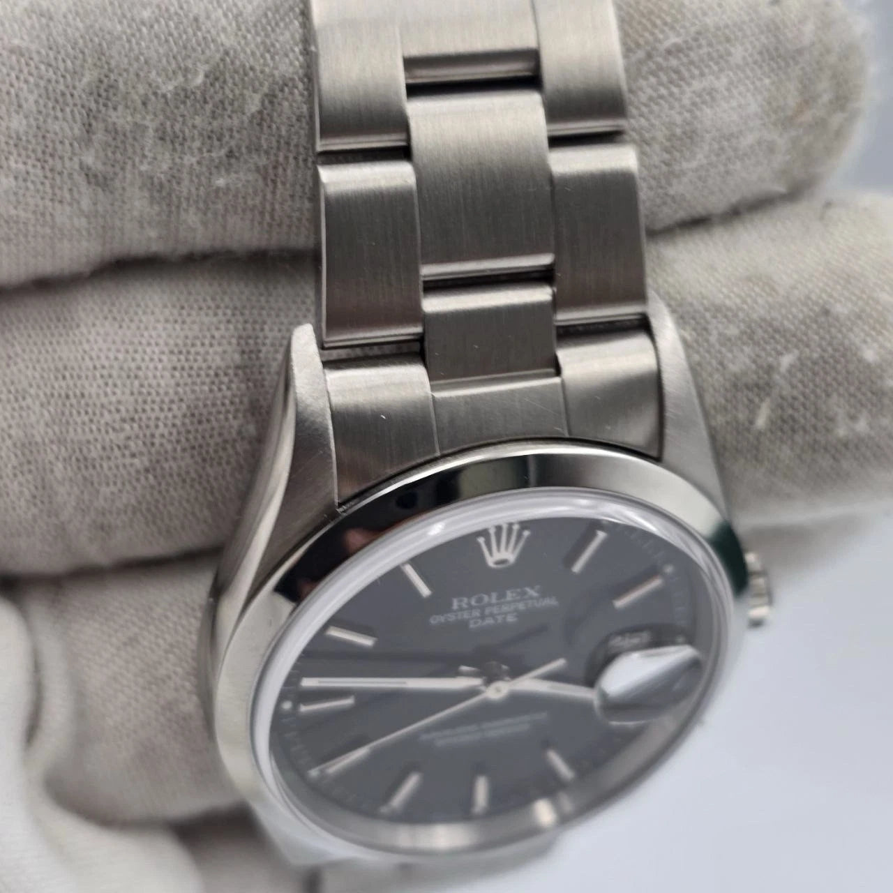 Rolex Oyster Perpetual Date 15200 Stainless Steel Black Dial 34mm Watch