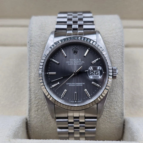 Rolex Datejust Factory Grey Tapestry Dial Steel Jubilee 16234 36mm Watch