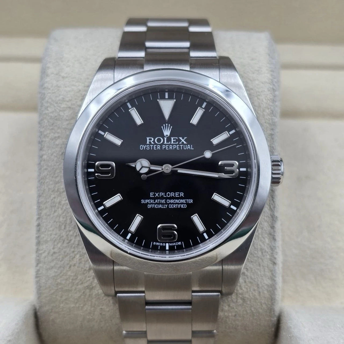 2010 Rolex Explorer I Black Stainless Steel 39mm Watch 214270