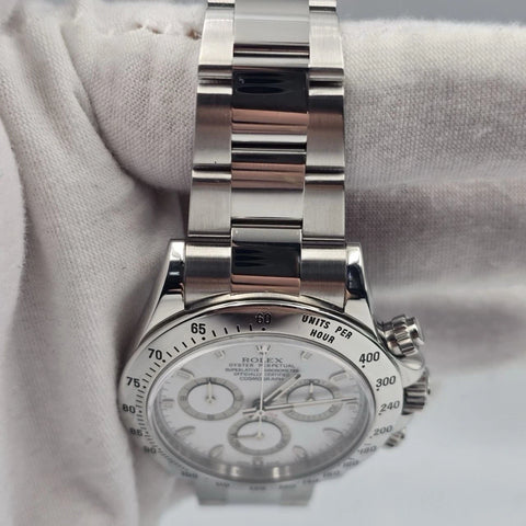 2011 PAPERS Rolex Cosmograph Daytona 116520 White APH Fat Buckle Steel 40mm BOX
