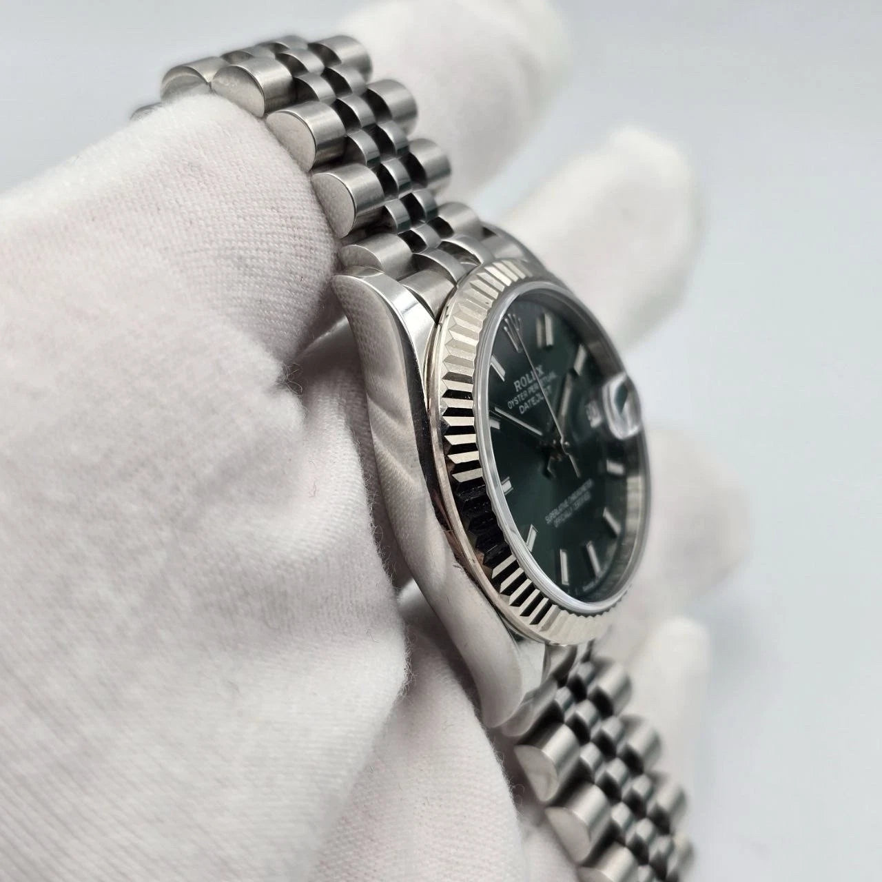 2023 PAPERS Rolex Datejust 31mm Mint Green Index Fluted Jubilee 278274 BOX