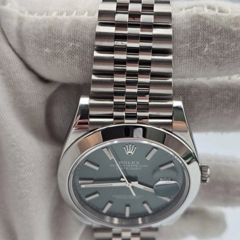 Rolex Datejust 41mm Steel Mint Green Smooth Jubilee 126300