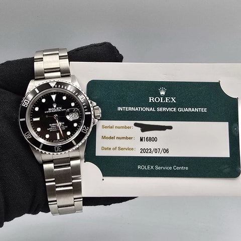 MINT 2023 RSC Rolex Submariner Date 16800 Steel Black Dial Oyster 40mm Watch