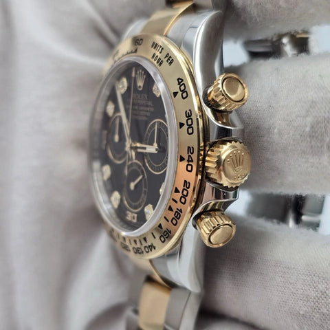 2021 PAPERS Rolex Daytona Black Diamond Dial 18K Yellow Gold Steel 116503 BOX
