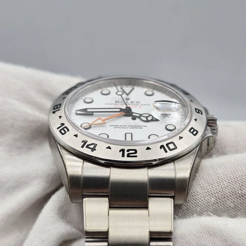 PAPERS 2019 Rolex Explorer II Stainless Steel White Orange 42mm Watch 216570 BOX