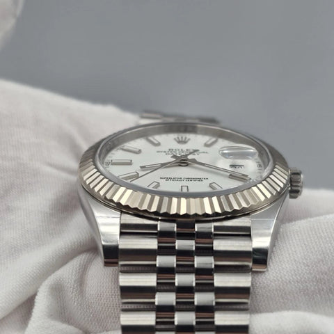2026 PAPERS Rolex Datejust 41mm Steel Jubilee White Stick Dial 126334 BOX