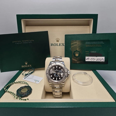 NEW 2025 FRESH Rolex Yacht-Master 40mm Rhodium Slate Dial Platinum Watch UNWORN