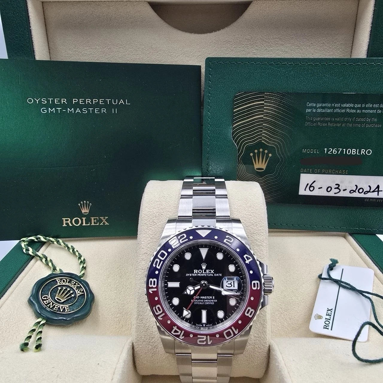 2024 PAPERS Rolex Pepsi GMT-Master ll Oyster Steel 40mm 126710BLRO BOX