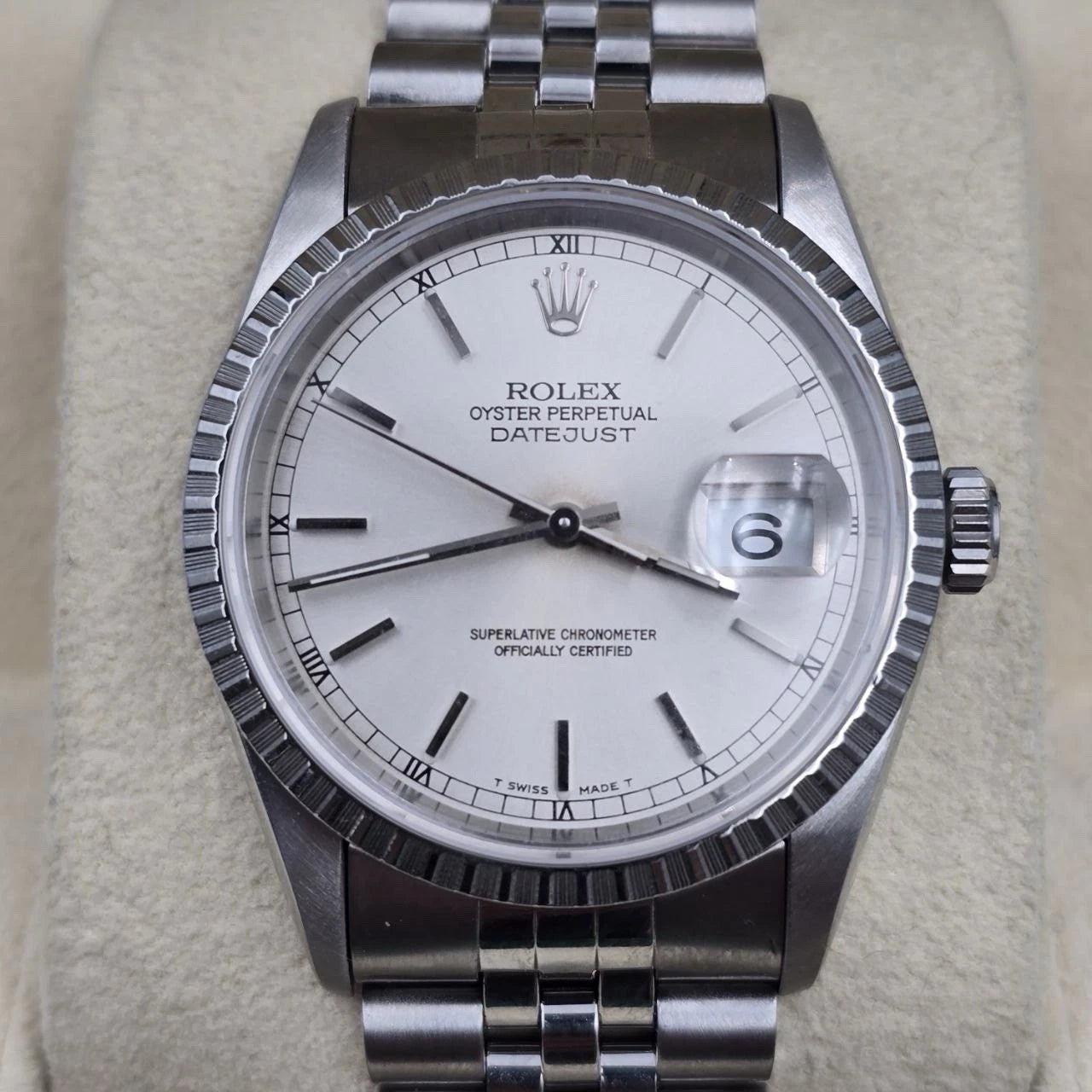 MINT Rolex Datejust Steel Automatic 36mm Silver Dial Jubilee Watch 16220