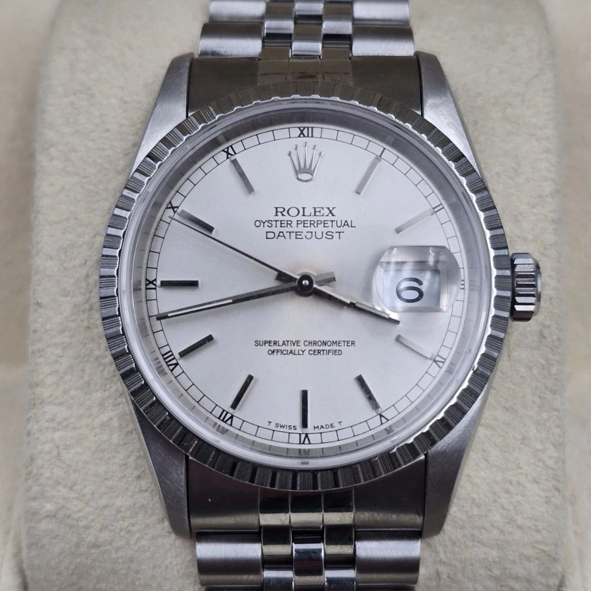 MINT Rolex Datejust Steel Automatic 36mm Silver Dial Jubilee Watch 16220