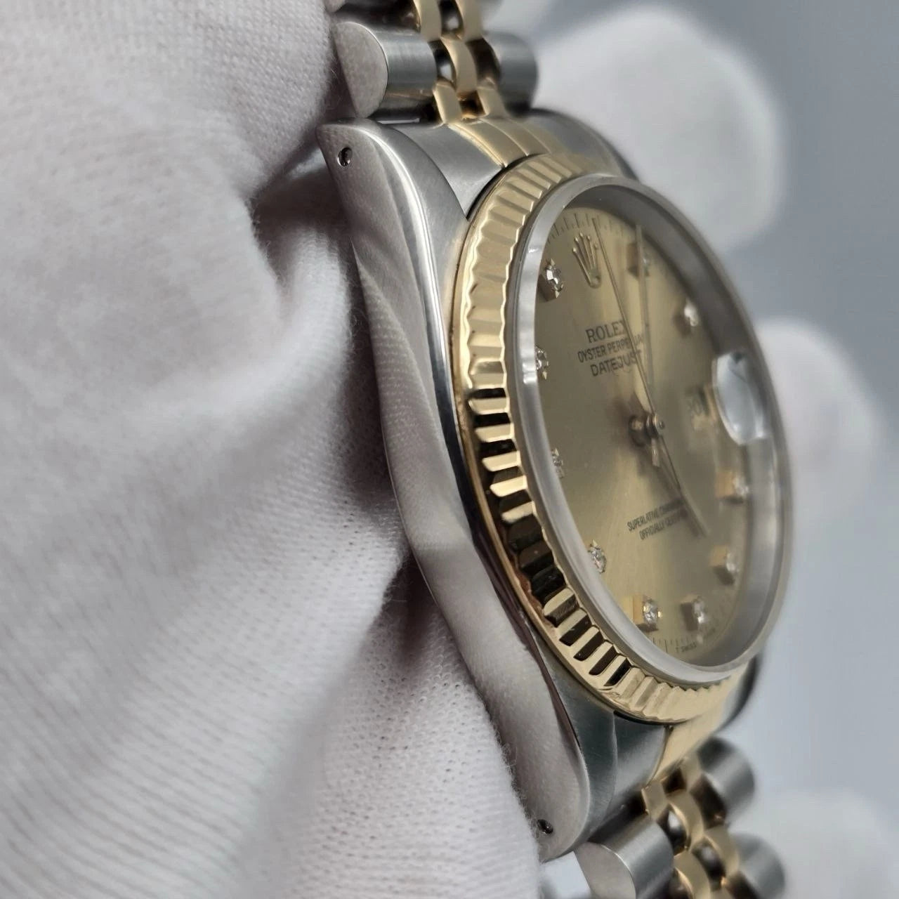 Rolex Datejust 36mm Champagne Diamond Dial Two Tone Jubilee 16233